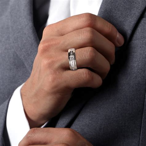 Men's 14k White Gold Natural Diamond Mens Engagement Ring Ring ...