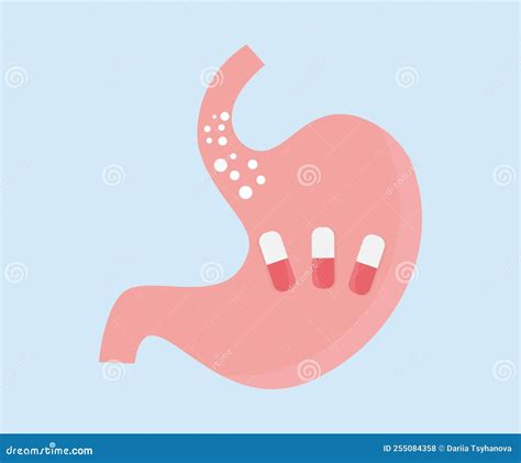 Stomach with Pills Logo Design. Human Stomach Close Up. Organ Anatomy. Digestive System. Ulcer ...