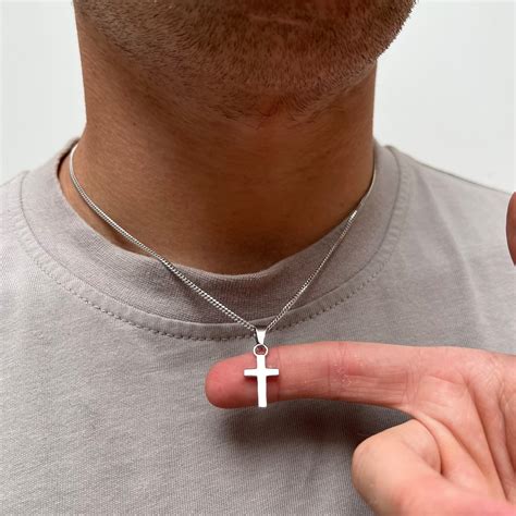 Men's Necklace, 925 Sterling Silver Cross Necklace Men, Mens Chain With ...