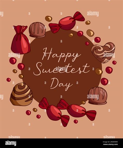 Vintage illustration circle frame with pieces of milk chocolate with ...