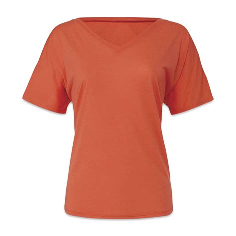 Bella + Canvas Slouchy V-neck T-shirt - Coral, Small, Color: Orange ...