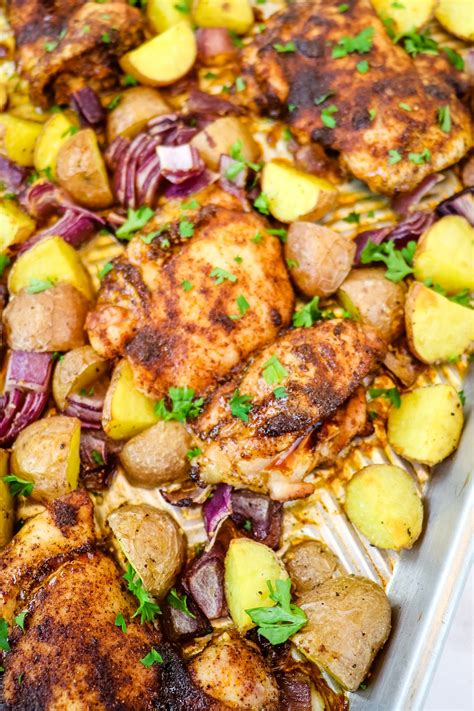 Easy Sheet Pan Chicken Thighs And Potatoes at Katie Felton blog