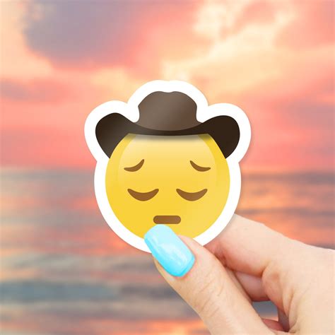 Sad Cowboy Emoji Sticker - MacBook stickers | laptop stickers ...