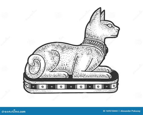 Ancient Egyptian Cat Statue Sketch Vector Stock Vector - Illustration ...