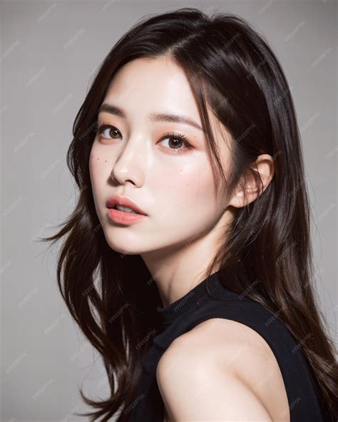 Portrait of beautiful korean women with studio background | Premium AI-generated image