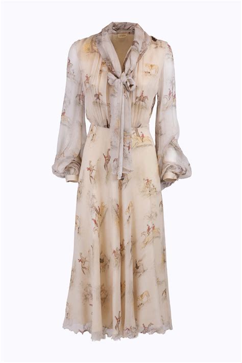 Midi Dress with Ruffled Bodice and Scarf – English Countryside – Otra Vez