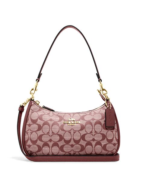 Coach Teri Shoulder Bag Signature Wine Multi - Averand