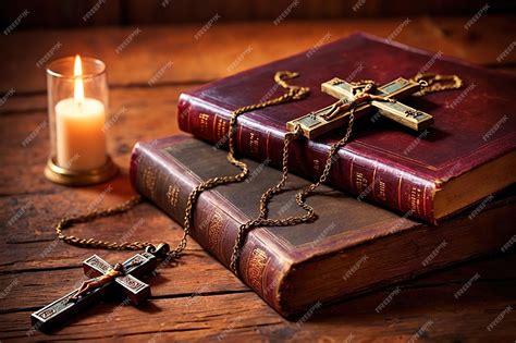 Premium Photo | Religious scene with old holy bible and cross crucifix ...