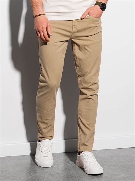 Men's pants chinos - dark beige P990 | Ombre.com - Men's clothing online
