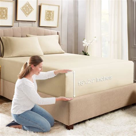 Amazon.com: Empyrean Bedding Extra Deep Fitted Sheets King Size - 24 ...