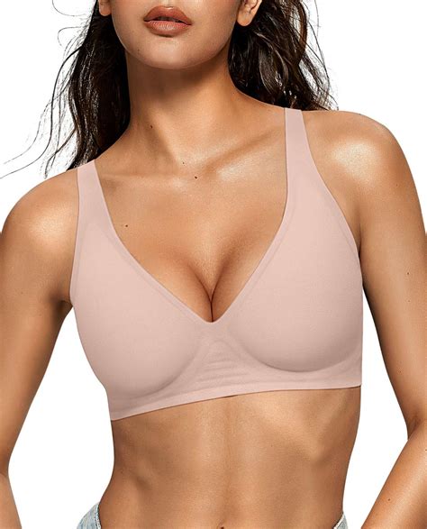 OEAK Womens Deep V Bras Wireless Comfortable Bra Supportive No ...