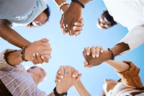 Diversity support and people holding hands in trust and unity for ...