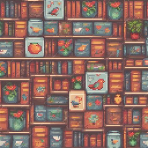 Pixel art of a cozy bookshelf overflowing with books | Premium AI ...