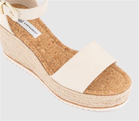 EARTHADDICT Hebe Espadrille Wedges Off White - High Heels