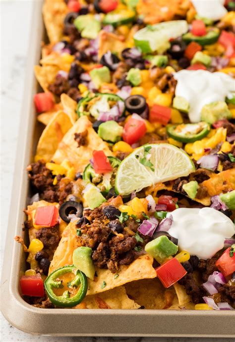 Oven Baked Nachos Loaded Oven Baked Nachos (Sheet Pan Nachos Recipe)