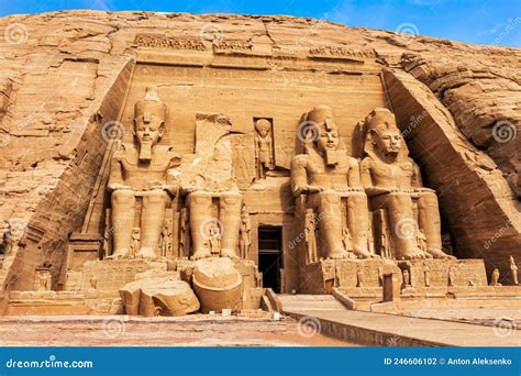 Abu Simbel Rock-cut Great Temple of Ramesses II, Egypt Editorial Photography - Image of king ...