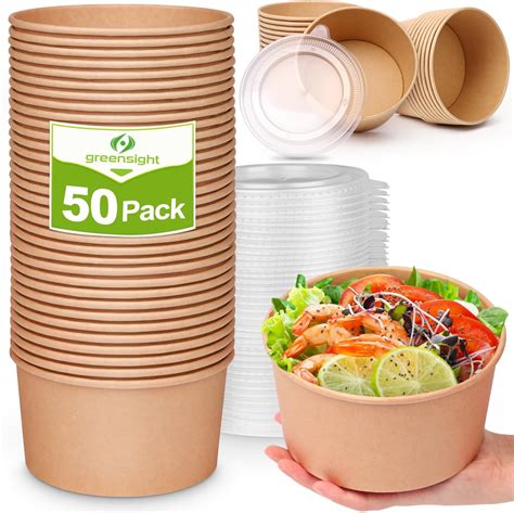 Amazon.com: Goboxad 50 Pack - 32oz Heavy Duty Paper Bowls With Lids ...