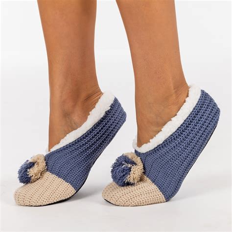 Shop Slippers & Bedsocks - bb&b Sleep 2 Tone Knitted Cozy Slippers