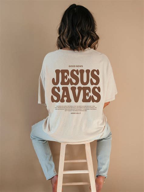 Aesthetic Jesus Saves Shirt Christian Apparel Brown Christian Shirt for ...