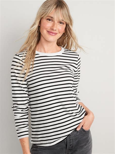 Women's Long-Sleeve Everywear Striped T-Shirt - Multi - Plus Size 3X