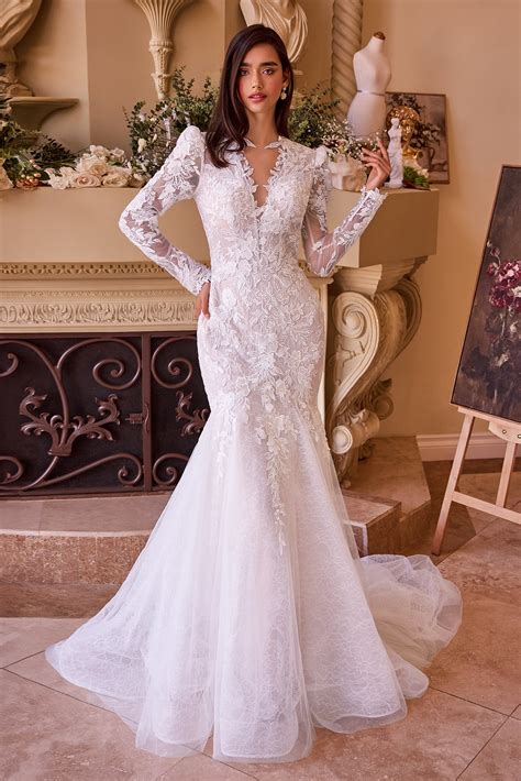 WL036-Long Sleeve Lace Mermaid Bridal Gown-Andrea & Leo – Lady Black Tie