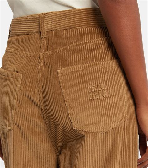 Cotton corduroy wide-leg pants in beige - Miu Miu | Mytheresa