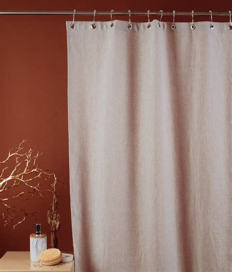 Natural Linen Shower Curtain with Metal Eyelets