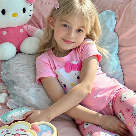 Temu｜Conjunto de peças de pijama feminino com de para for hello kitty ...