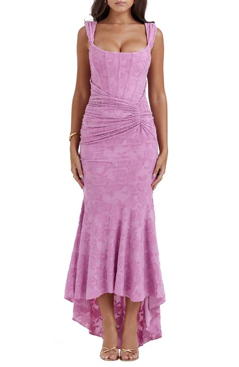 HOUSE OF CB Cesca Floral Ruched High-Low Corset Dress | Nordstrom