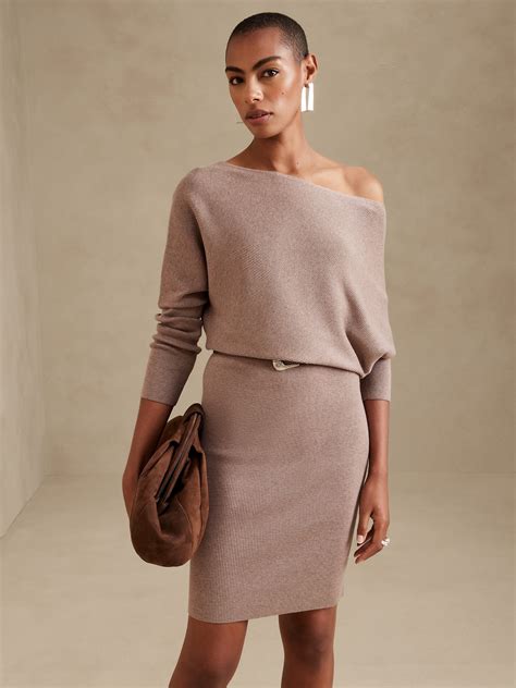 Petite Colleta Off-Shoulder Sweater Dress | Banana Republic
