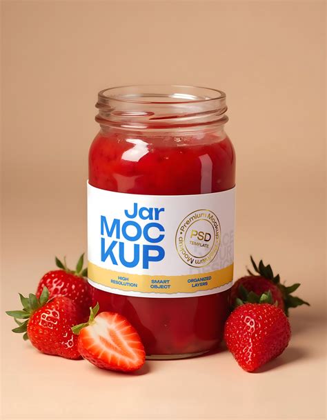 Stawberry Jam Jar Mockup 51168364 PSD
