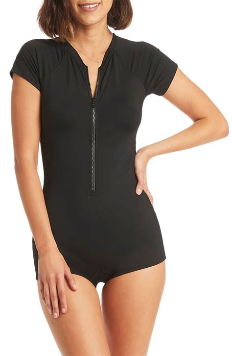 Zipper Short Sleeve One Piece Swimsuit at Jennifer Hammes blog