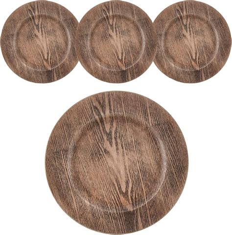 Set of 4 Rustic Wood Decorative Charger Plates for Weddings in Nepal at ...