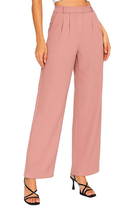 OHHSHEEN Black Wide Leg Pants for Women with Pockets, Comfy Work Pants ...