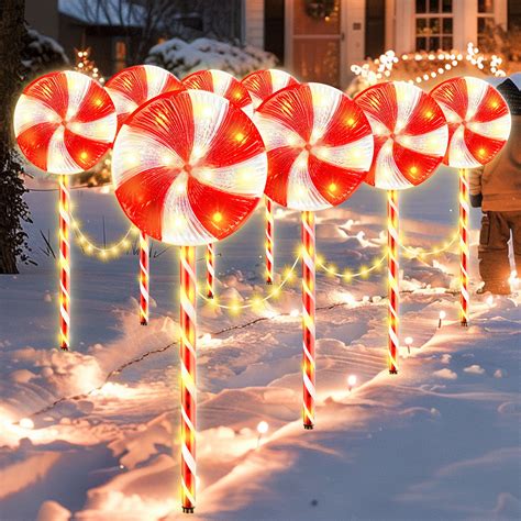 Set of 8 28inch Christmas Pathway Light Lollipop 8 Lighting Modes ...