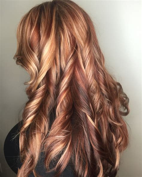 Blonde and red highlights copper lowlights red hair blonde hair color ...