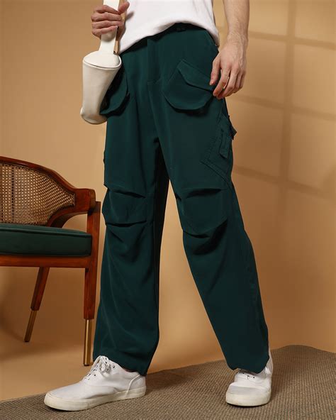 Buy Men's Emerald Green Straight Fit Cargo Pants Online in India at ...