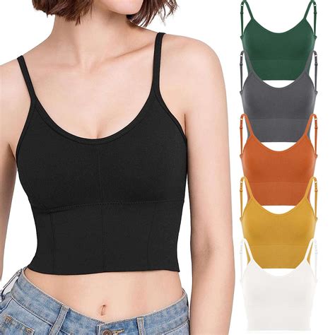 Gustave 6 Pack Women Cami Bras Seamless Padded Yoga Bralettes Wirefree ...