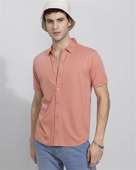 Buy Men's Orange Slim Fit Shirt Online in India at Bewakoof