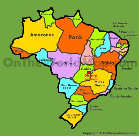 Brazil states map (Administrative map of Brazil) - Ontheworldmap.com