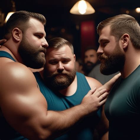 Affectionate Bear Men in Gay Bar at Night | Stable Diffusion Online