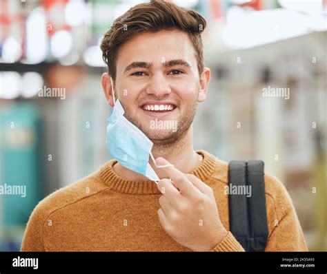 Freedom, covid and man take off mask at college or university. Health ...