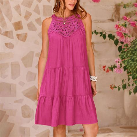 Zunfeo Sundresses for Women Loose Cozy A-line Sundress Ruffles Flowing ...