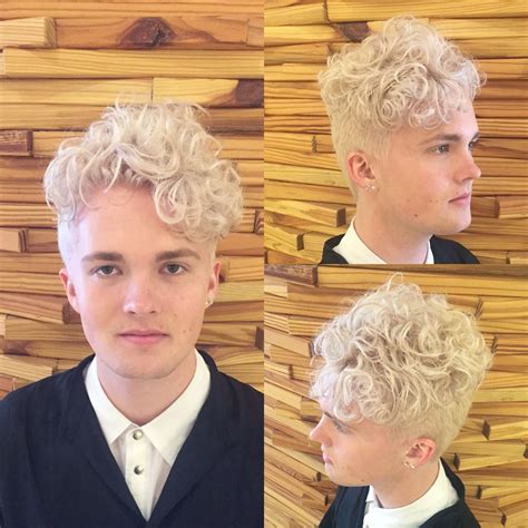 Platinum blonde men's curly undercut by Kristen Mack at Arrow Studio ...