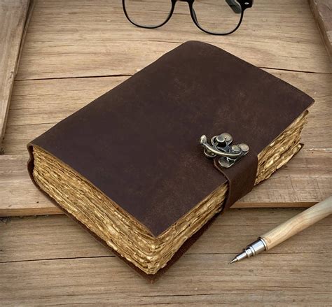 Vintage Leather Journal with Lock Book of Shadows Grimoire | Etsy