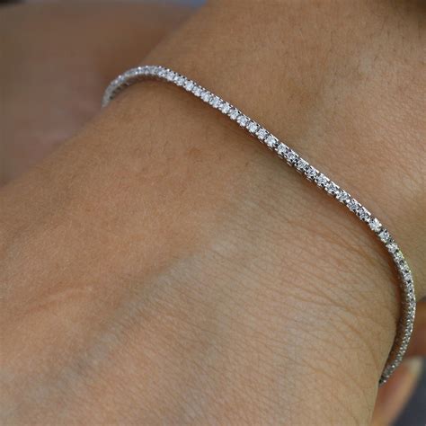 Real Diamonds Tennis Bracelet Solid 14K/18K Gold Delicate | Etsy