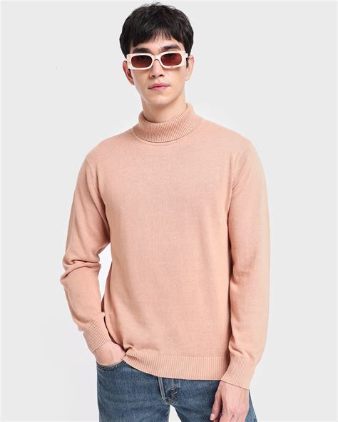 Buy Men's Pink High Neck Sweater Online at Bewakoof