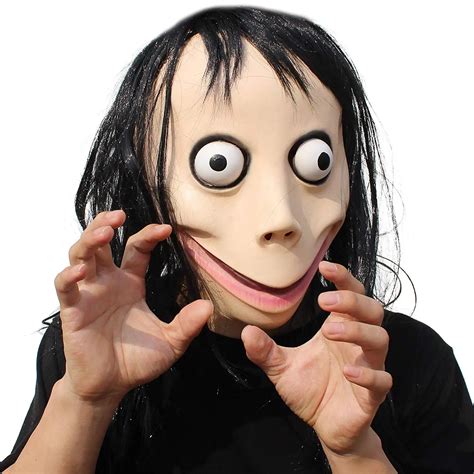 Creepy Mask Scary Games Evil Latex Mask With Long Hair Halloween ...