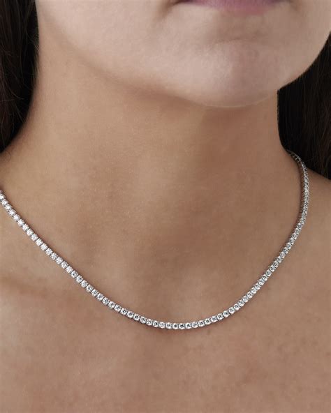 Memoire 18k White Gold Diamond Straight Line Necklace, 16.5"L, 9.85-10 ...