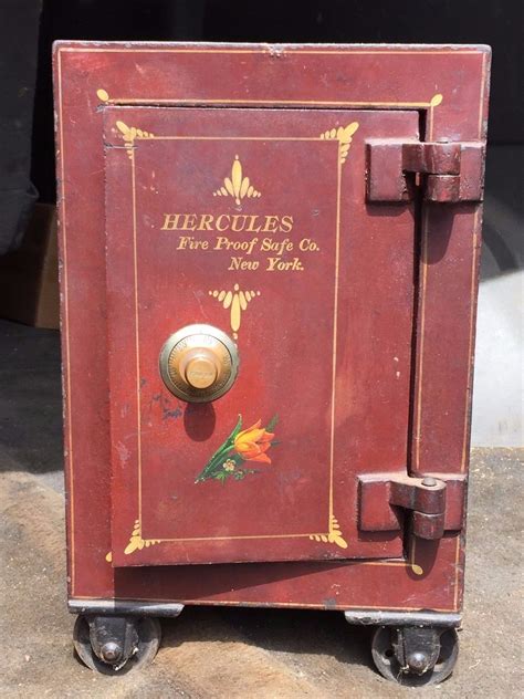 Antique 1890's HERCULES Cast Iron SMALL Combination Floor Safe Vault ...